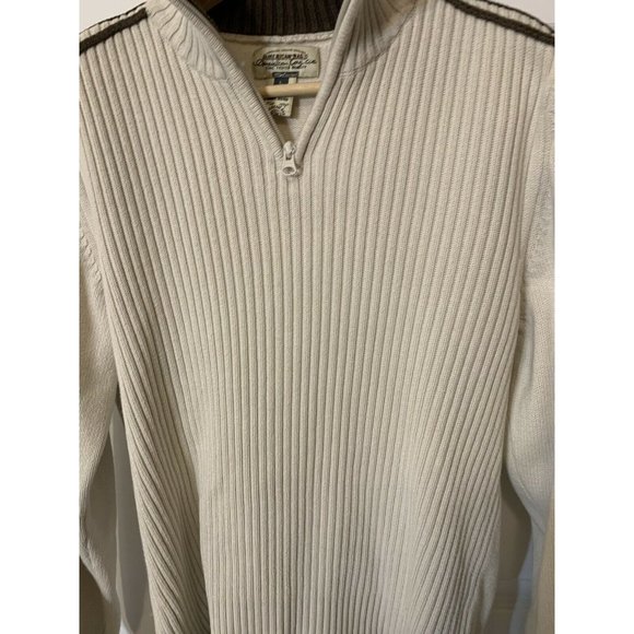 AMERICAN RAG Cie Men's Sz‎ L 1/4 Zip Sweater Cream Brown 100% Cotton - Picture 4 of 7